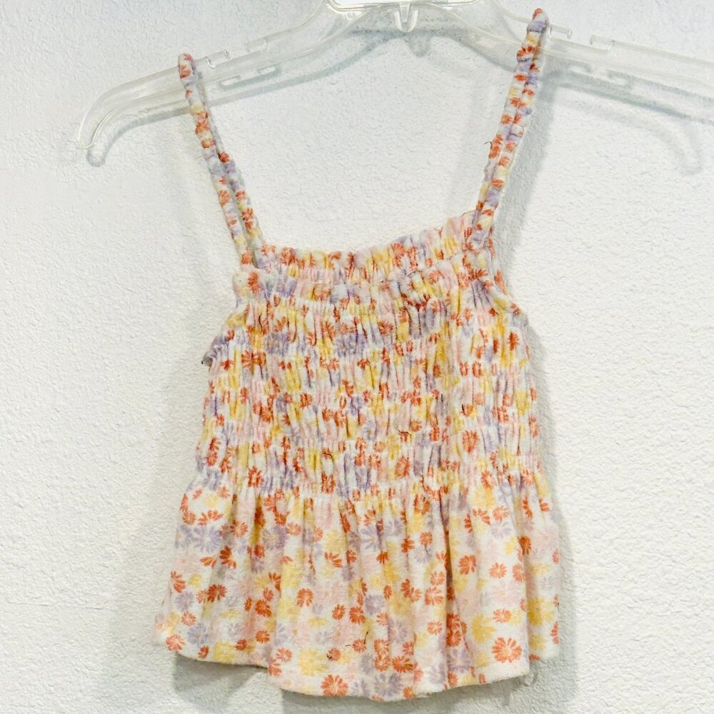 SO Goods for Life Cropped Floral Tank Top Sleeveless Elastic Bodice Womens Small